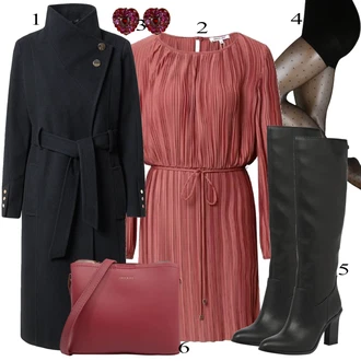 Puntíkatý Outfit s Tmavě šedá/Khaki/Béžová/Růžová/Šedá/Zlatý Punčocháče/Třpytivý punčocháč/Punčocháče Velká Velikost MAGIC Bodyfashion "Elegantní business outfit"