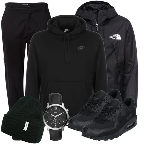 Schwarz Regenjacke The North Face kombinieren mit Schwarz Hut samsoe samsoe