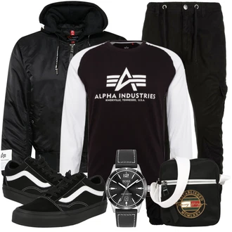 Outfit mit Schwarz Sneaker/Leder Sneaker Vans "Freizeit Outfit"