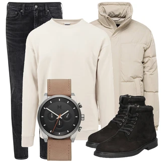 Outfit mit Rosa/Beige/Blau/Grau Hoodie Sweatshirt Urban Classics "Freizeit Outfit"