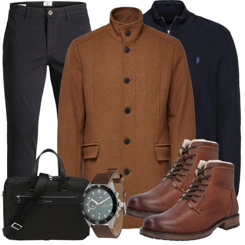 Schwarz Strickjacke Polo Ralph Lauren kombinieren mit Schwarz Hose Jack & Jones