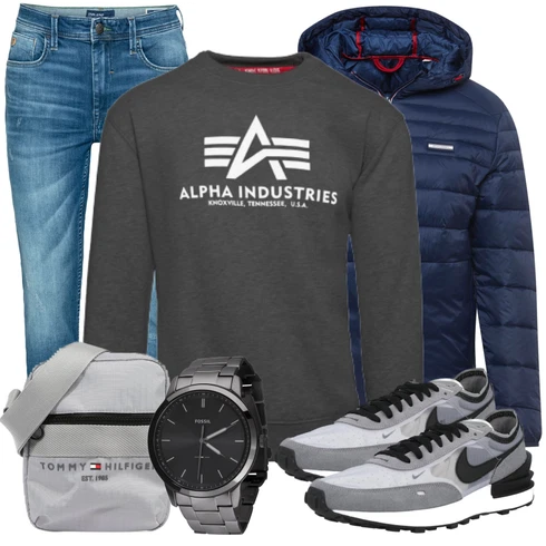 Grau Schuh Sneaker Nike Sportswear kombinieren