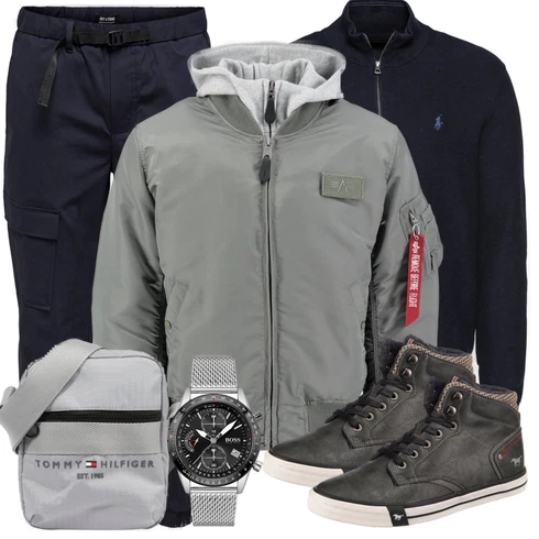 Grau Sommerjacke Alpha Industries kombinieren mit Schwarz Strickjacke Polo Ralph Lauren