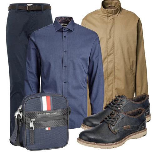 Schwarz Sportschuh Mustang kombinieren mit Grau Casual Hemd Jack & Jones