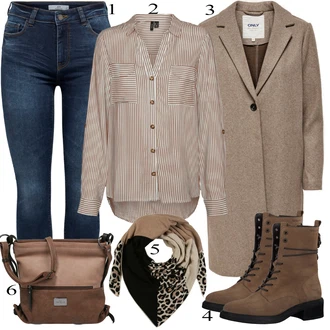 Outfit s Zelená/Hnědá Oversize Kabát/Přechodový Kabát Only "Praktický vzhled"