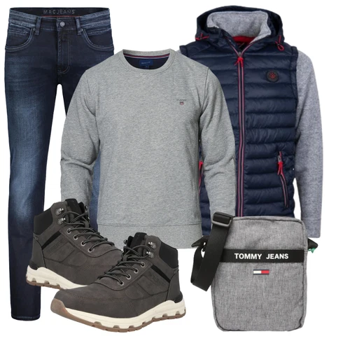 Grau Schultertasche Tommy Jeans kombinieren