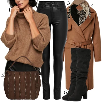 Outfit s Hnědá Dlouhá tylová sukně/Svetrové Šaty/Dlouhé Kardigany/Dlouhý Zimní Kabát/Dlouhý Svetr/Dlouhé Šaty/Sveter Mango "Zimní outfity"
