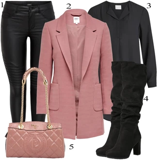 Elegantní Outfit s Černá/Tmavě modrá Tunikové Tričko/Oversize Halenka/Elegantní Tunika/Klasická tunika/Dlouhá Halenka Vila "Elegantní vzhled"Look: Styl, Elegantní, Kancelář, Příliš oblečený, Nadrozměrné, Univerzitní, Retro