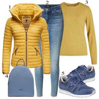 Outfit sa Žuta Traper Jakna MARIKOO "Outfit za zimu"