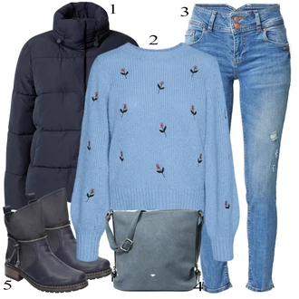 Outfit s Šedá Dlouhý Zimní Kabát/Taška/Dlouhé Šaty/Doplňek/Dlouhá tylová sukně Tom Tailor "Ulice Styl Outfit"