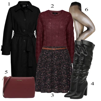 Slouchy Outfit s Černá Bota na klínku/Plochá Kozačka nad koleno/Kozačka Na Podpatku/Kozačka po Kolena/Kožená Kozačka nad Koleno/Dlouhá Kozačka/Kozačka nad Kolena/Špičatá Kozačka/Bota se širokým nohavici misspap "Ulice Styl Outfit"