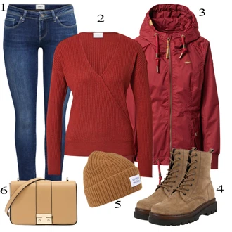 Outfit s Červená Kabát Ragwear "Ulice Styl Outfit"
