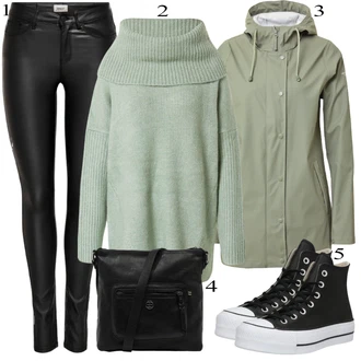 Outfit s Černá Dlouhé Šaty/Doplňek/Taška/Dlouhý Zimní Kabát/Dlouhá tylová sukně ESPRIT "Ulice Styl Outfit"