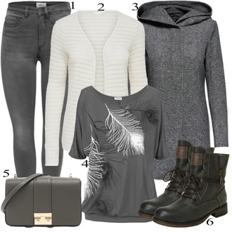 Mom Křest Outfit s Krémová/Bílá Móda Pro Plnoštíhlou Pletenina veľkej veľkosti Only "Praktický vzhled"Look: Layered, Mom, Kancelář, Chytrý příležitostný, Univerzitní, Bar, Křest, Koncert, Biřmování, Chatky, Škola