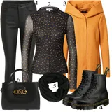 Črna Dr. Martens Škornji outfiti za dame image