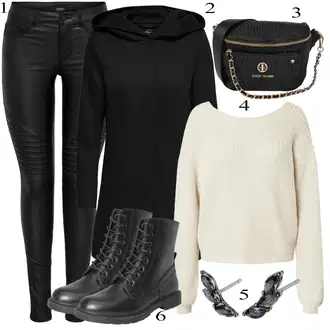 Outfit s Černá Přechodový Kabát/Softshellový Kabát/Kabát s Kapucí/Lodenový kabát/Scuba Kabát Only "Ulice Styl Outfit"
