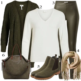 Lesk Outfit s Tmavě zelená/Khaki Kalhoty z Umělé Kůže/Legíny Vinylový Legín/Latexové Legíny/Legíny Kožený Vzhled/Kožený Legíny Object "Perfektní pro volný čas"