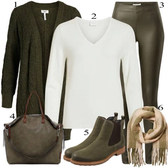 outfit mit Bela/Siva Pletenina Vila "Zimska oblačila"