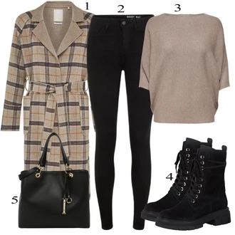 S podšívkou Outfit s Černá/Tmavě modrá Motorkářské Džíny/High Waist Džínové Kalhoty/Push up Džín/Kožená bunda/Kožené Boty/Termální Džíny/Zimní bunda Noisy may "Praktický vzhled"