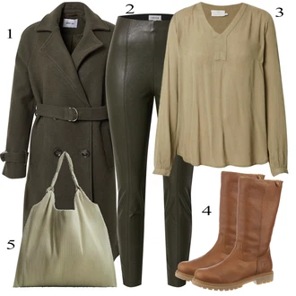 Outfit s Černá Kabát About You "Ulice Styl Outfit"