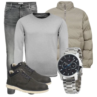 Outfit mit Grau Winterjacke weekday "Perfekt für die Freizeit"