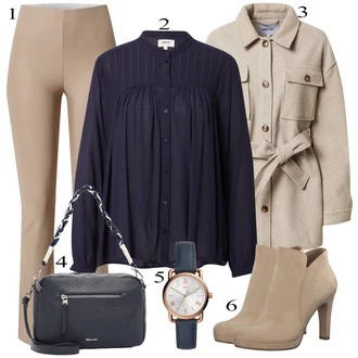 Outfit s Béžová/Khaki/Hnědá Kalhoty se Štěrbinou/Kalhoty Bootcut/Rozšířené legíny/Rozšířená Kalhoty/Kožené zvonové kalhoty/Zvonové Legíny Edited "Business Look pro dámy"