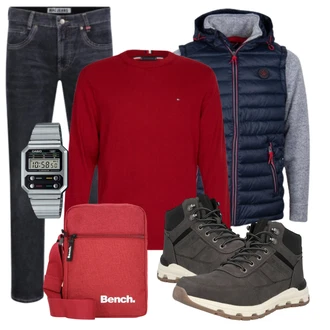Outfit mit Schwarz Stiefel Tom Tailor "Praktischer Look"