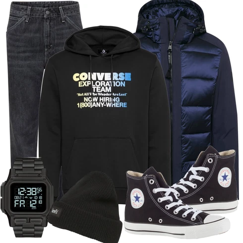 Schwarz WinterJacke Strellson kombinieren