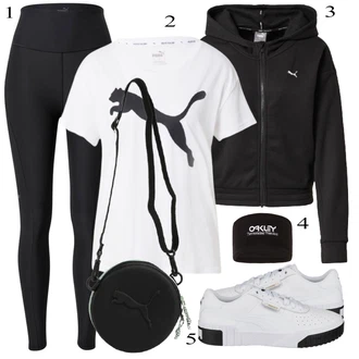 Outfit sa Crna Dukserica s kapuljačom Puma "Tvoj otmjeni outfit"