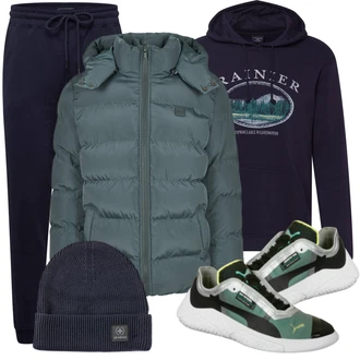 Outfit mit Grau Winterjacke/Winter Parka Urban Classics "Sportliches Outfit"