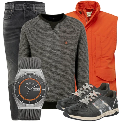 Grau/Schwarz Uhr Skagen kombinieren