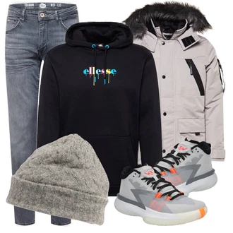 Outfit mit Grau Sneaker Jordan "Street Style Outfit"