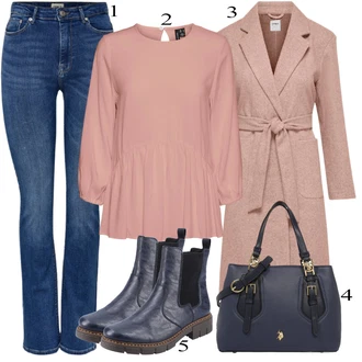 Outfit s Tmavě Modrá/Světle Modrá/Modrá Kozačka Chelsea Boty/Kožená kotníková bota Rieker "Elegantní vzhled"