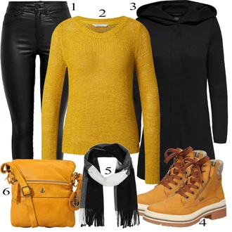 Outfit s Žlutá Pletený Oděv Only "Zimní outfity"