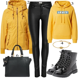 Outfit s Žlutá Nepromokavé Bund Ragwear "Ulice Styl Outfit"