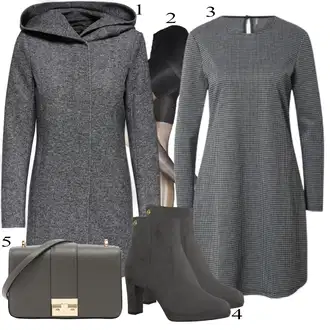 Outfit s Šedá/Tmavě šedá/Tmavě modrá/Tmavě zelená Zimní Kabát Vlněný kabát/Vlněný Fleecový Kabát/Lodenový kabát/Kabát s Kapucí/Pletený Fleecový Kabát Only "Business vzhled"