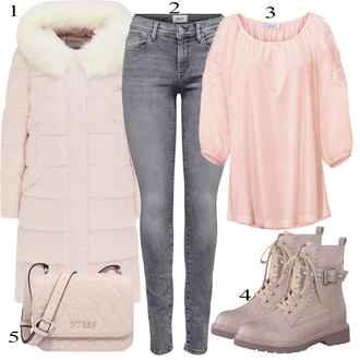 Outfity na zimu s Růžová/Hnědá Ležérní košile/Mušelínová košile Heine "Ulice Styl Outfit"