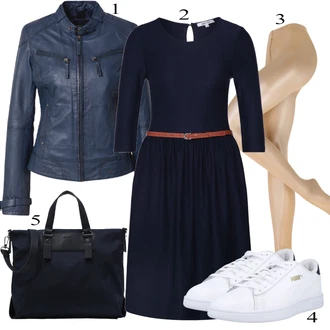 Outfit s Modrá/Tmavě Modrá Kožené Bund Bunda z Umělé Kůže/Kožené Bund/Motorkářské Bund/Motorkářská bunda/Kožená vintage bunda/Bunda s Bočním Zipem/Kožená Bomber Bund Maze "Zimní Outfit"