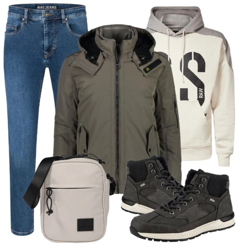 Grau Schultertasche Johnny Urban kombinieren