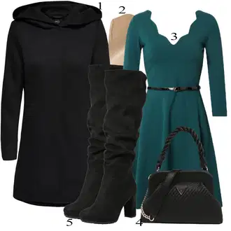 Outfit s Černá Přechodový Kabát/Softshellový Kabát/Kabát s Kapucí/Lodenový kabát/Scuba Kabát Only "Módní zimní outfit"