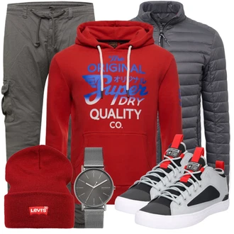 Lang Outfit mit Rot/Braun Hut Mütze levi's ® "Alltags Outfit"