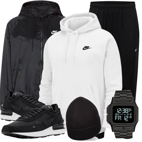 Schwarz Windbreaker Jacke/Nylonjacke/Laufjacke/Coachjacke/Parka Große Größe/Sweatmode Nike Sportswear, Grau/Weiß/Creme Große Größe Sweatmode/Sport Hoodie/Hoodie/Ausgefallener Hoodie/Sport Sweatshirt/Partner Hoodie/Vintage Hoodie/Unisex Hoodie Nike Sportswear kombinieren mit Hut