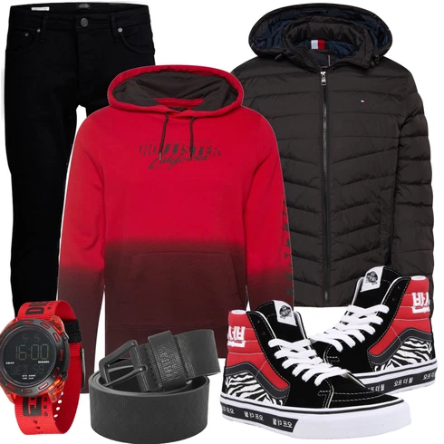 Schwarz/Dunkelblau Lederjacke/Slim Fit Jeans/Leder Schuhe/Low Rise Jean/Biker Jeans/Push up Jeans/Winterjacke/Jeans mit Schlitz/Tapered-Jeans/Low Waist Jean/Thermojeans Jack & Jones kombinieren