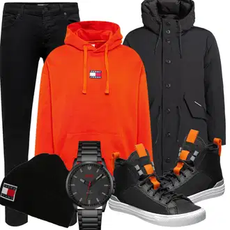 Outfit mit Dunkelblau/Lila Jeans Low Rise Jean/Low Waist Jean/Push up Jeans/Lederjacke/Slim Fit Jeans/Leder Schuhe/ThermoJeans/Winterjacke/Jeggings/Skinny Hose/Slim Hose/Twill Hose Only & Sons "Alltags Outfit"
