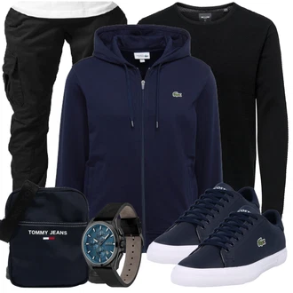 Outfit mit Schwarz FeinStrickpullover/Basic Pullover/Wollpullover/Einfacher Pullover/Kaschmir Pullover/Rundhals Pullover/Strickpullover Only & Sons "Alltags Outfit"