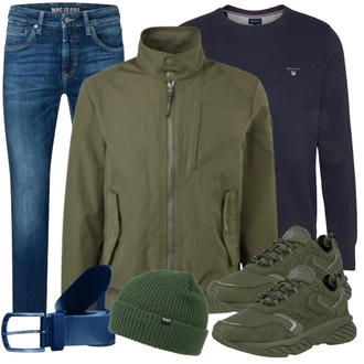 Outfit mit Grün Sneaker/Leder Sneaker Hummel "Alltags Outfit"