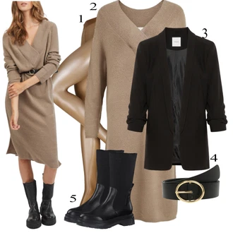 Outfit s Šaty s výstřihem/Šaty s dlouhým rukávem/Šaty s 3/4 Rukávem Vila "Cool každodenní outfit"