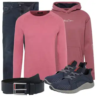 Schlichte Outfit mit Dunkelblau/Hellblau Hose Große Größe/Cropped Jeans/Damen 7/8-Länge Jeans/Caprijeans/Thermojeans/Herren Lederjacke/Formelles Hemd/Sportschuhe/Winterjacke/Tapered-Jeans/Straight Leg Jean/Low Rise Jean Tommy Hilfiger "Alltagsoutfit"Look: Uni, Smart Casual, Old Money, Casual, Schlichte, Classic, Schön, Premium, Moderne, Coole