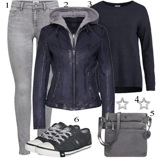 Outfit s Černá Kabát/Podzimní bunda/Bunda s Kapucí "Ulice Styl Outfit"