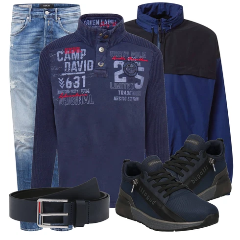 Sommerjacke Jordan kombinieren mit Blau/Schwarz Strickjacke Camp David